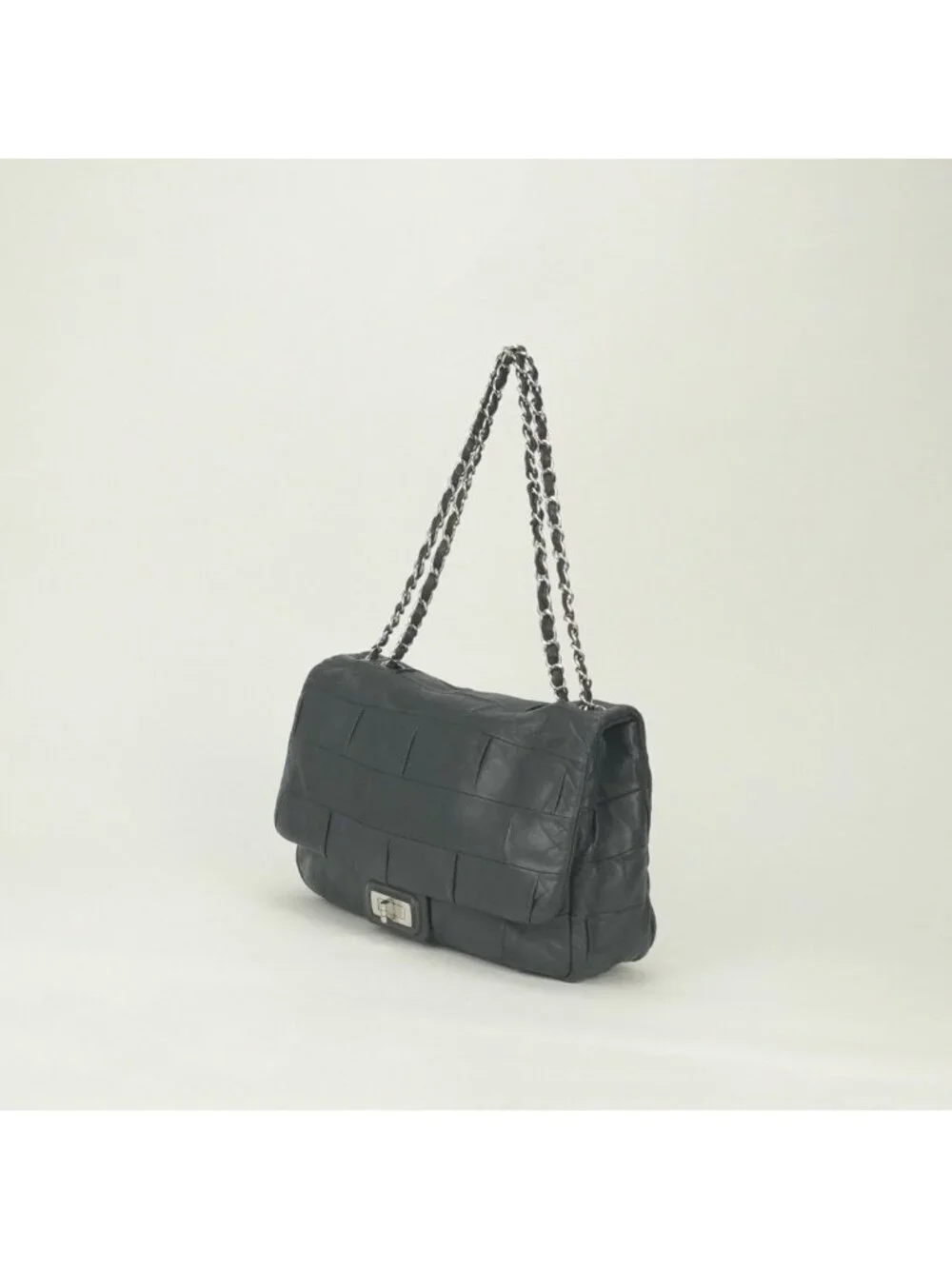 Chanel 2.55 Line Shoulder Bag Calfskin Gray Glay Silver Chain